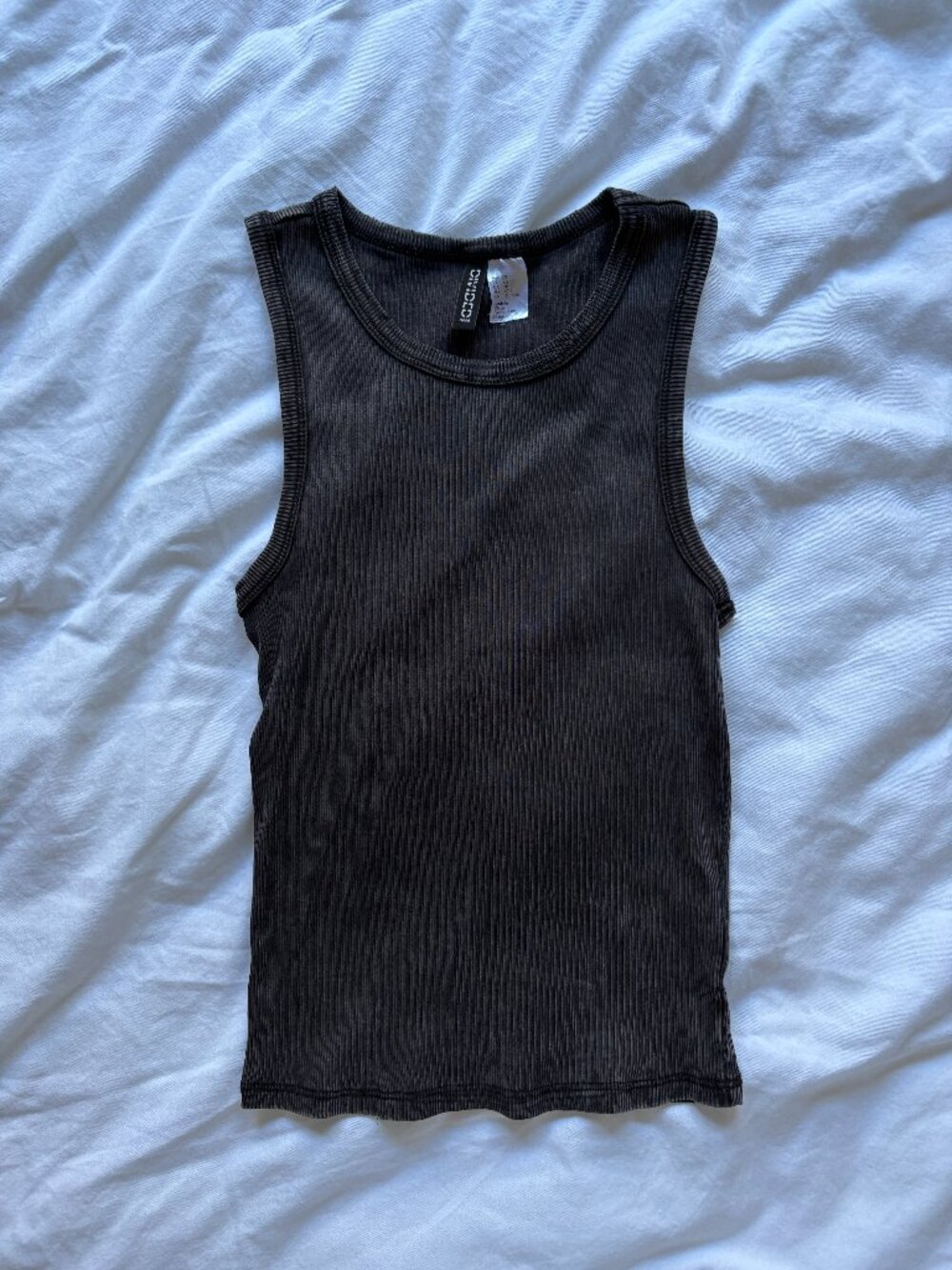 high neck ribbed tank top